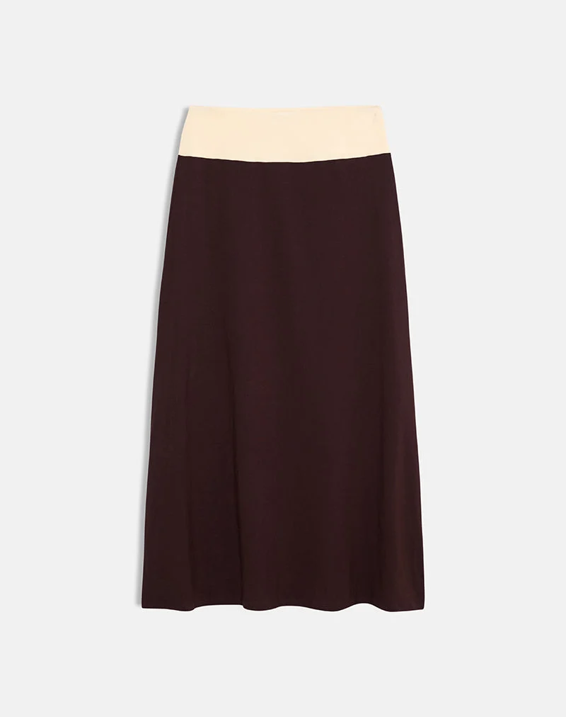 Olie Maxi-Rock aus Rayon-Jersey in den Farben „Bitter Chocolate“ und „Lemon Yellow“