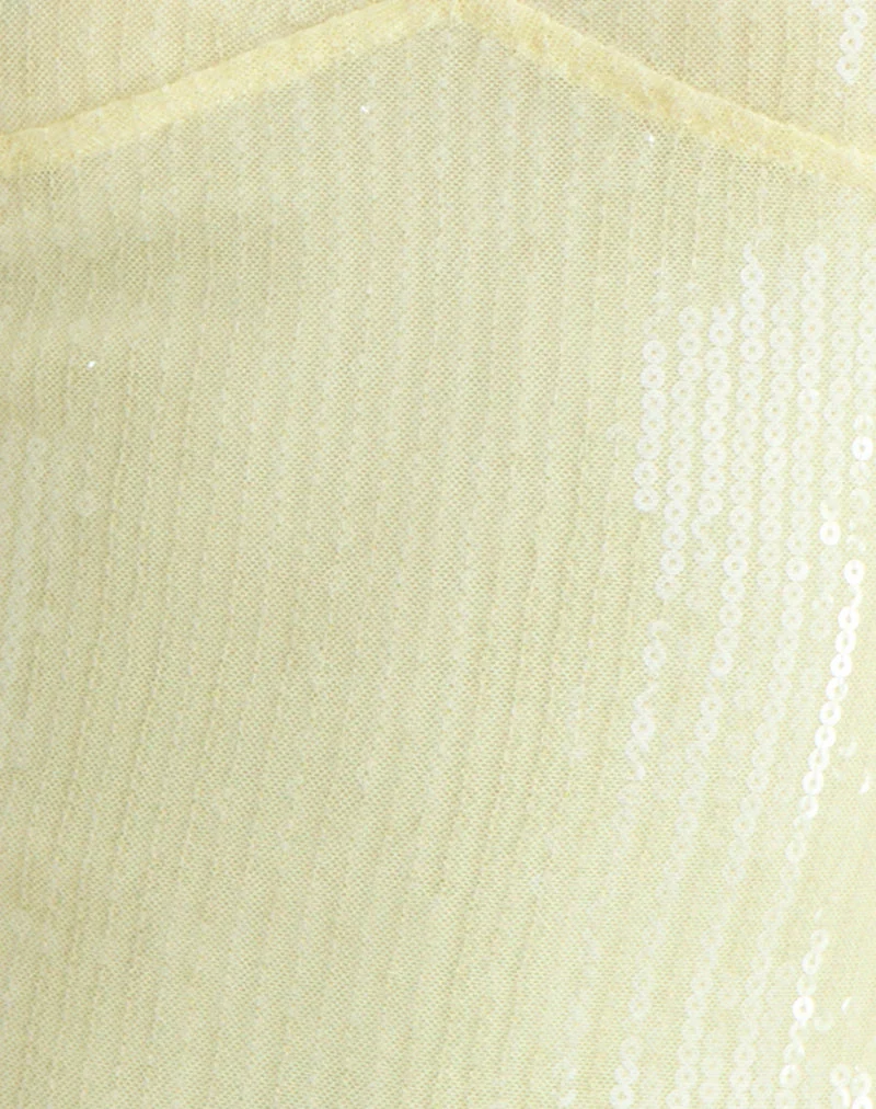 Cosio-Haltertop in transparentem Pailletten-Gelb