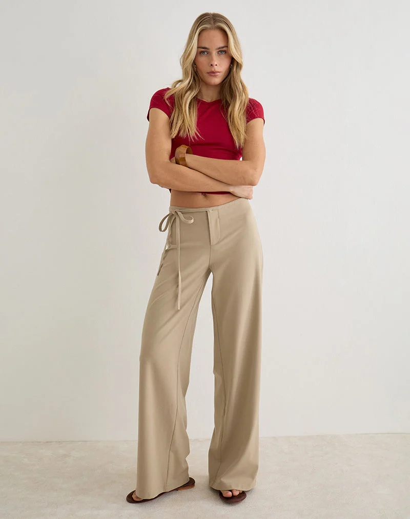 Hose „Diomira“ in Beige mit Bindeband