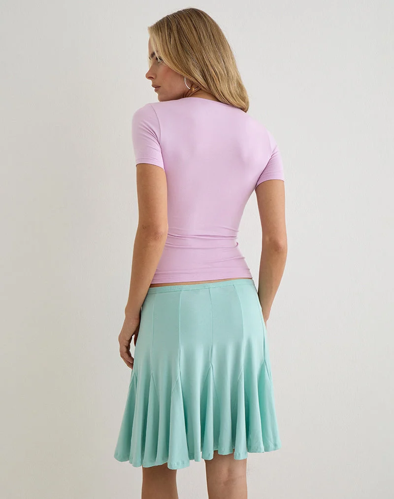 Lones Godet Midi-Rock aus Rayon-Jersey in Aqua
