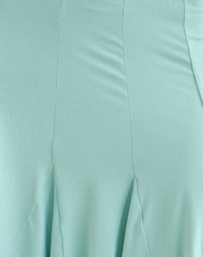 Lones Godet Midi-Rock aus Rayon-Jersey in Aqua