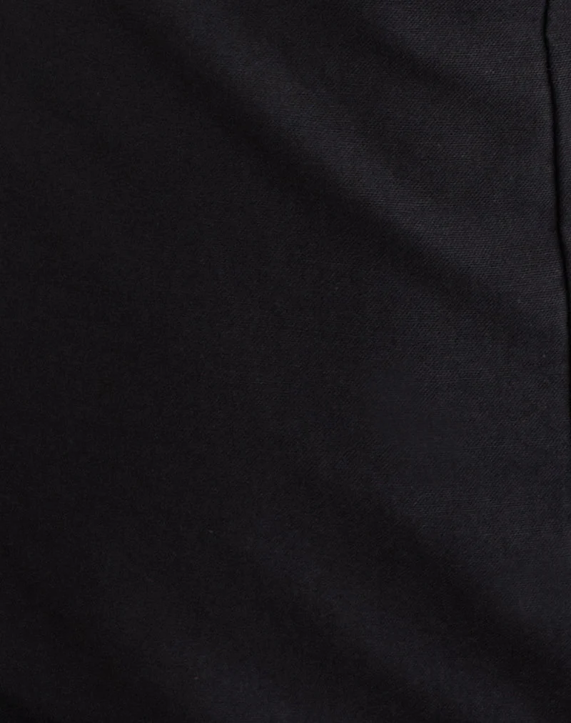 Ambra Scoop Minikleid aus Leinen, schwarz