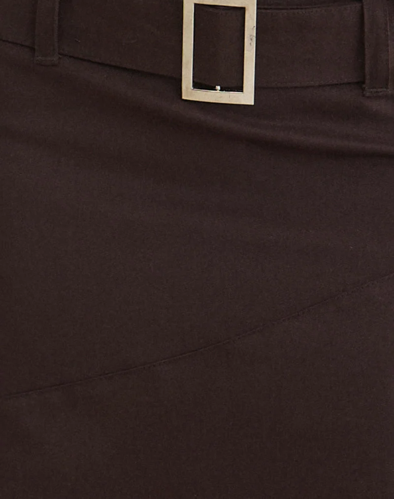 Cabot Midirock mit Gürtel aus Baumwolltwill in der Farbe „Bitter Chocolate“