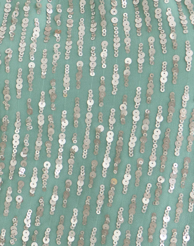 Beyi-Top mit Neckholder-Ausschnitt aus Chiffon mit Pailletten in Jade