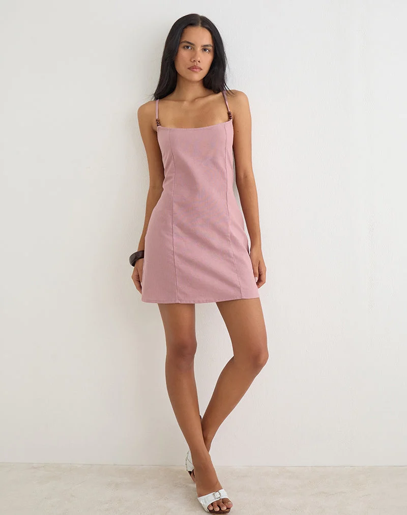 Ambra Scoop Minikleid aus Leinen in der Farbe „Dusty Rose“