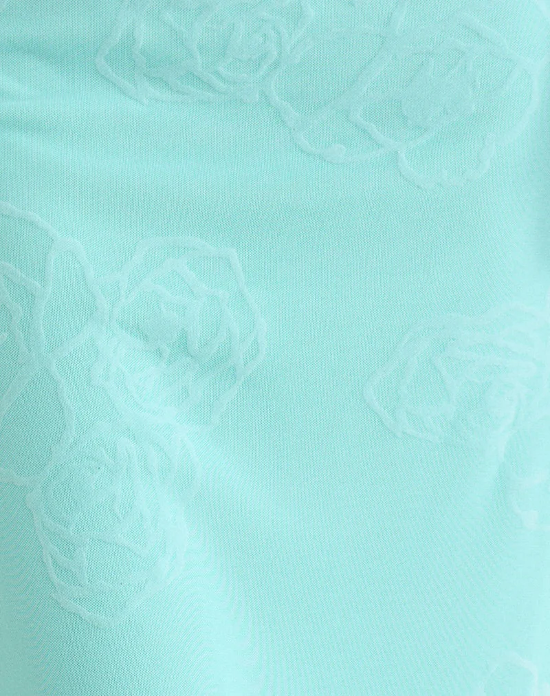 Laykha Midirock mit Flock-Blumenmuster in Blau