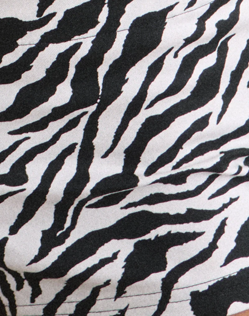 Falon-Shorts aus schwarzem Zebra-Twill im 90er-Jahre-Stil