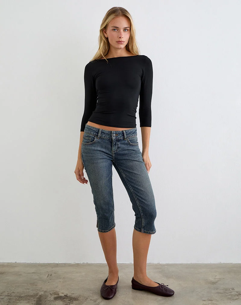 Capri-Jeans aus Denim in Dirty Green