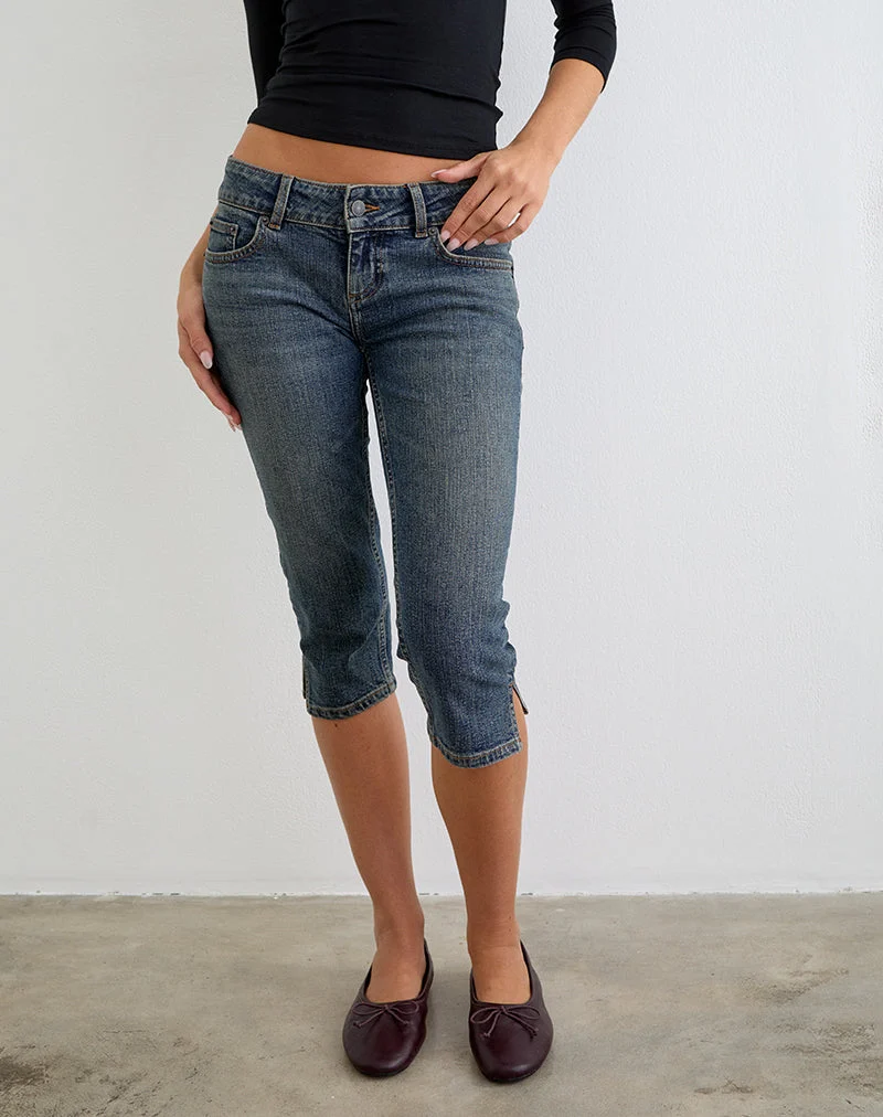 Capri-Jeans aus Denim in Dirty Green