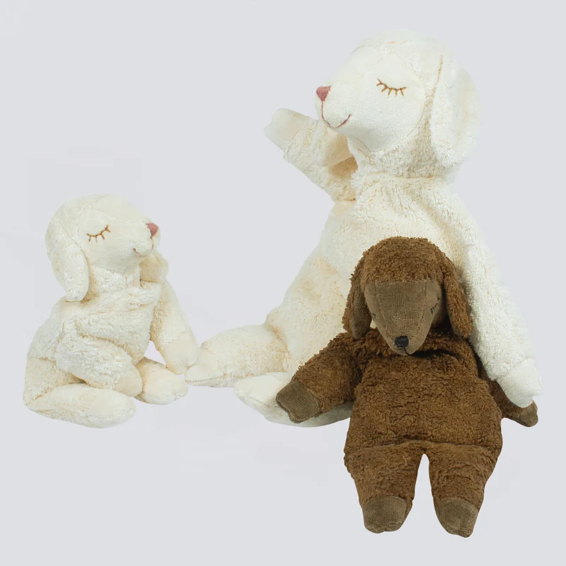 Kuscheltier Schaf klein braun mit Inlett