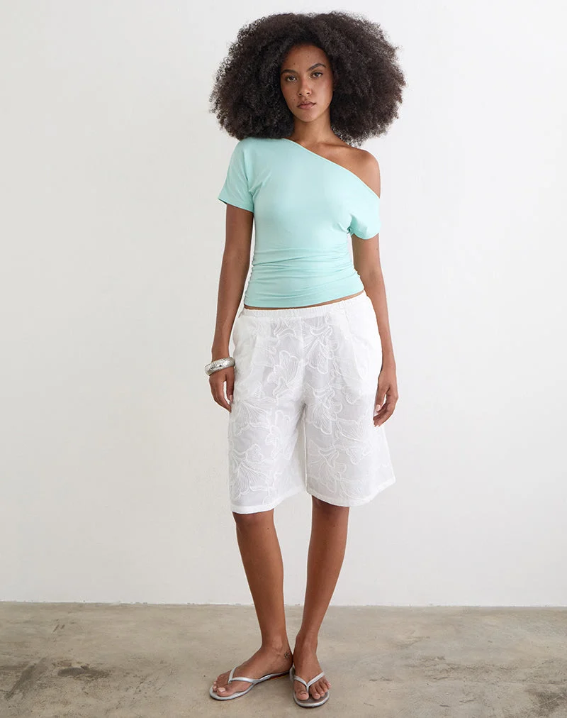 Ennea Longline-Shorts in „Broderie White“