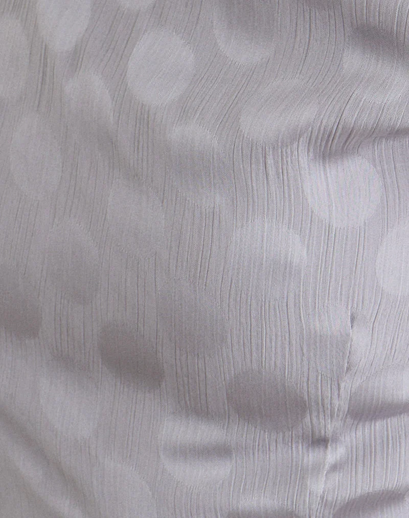 Sardian Maxikleid aus Chiffon, einfarbig, silbergrau mit Polka-Punkten