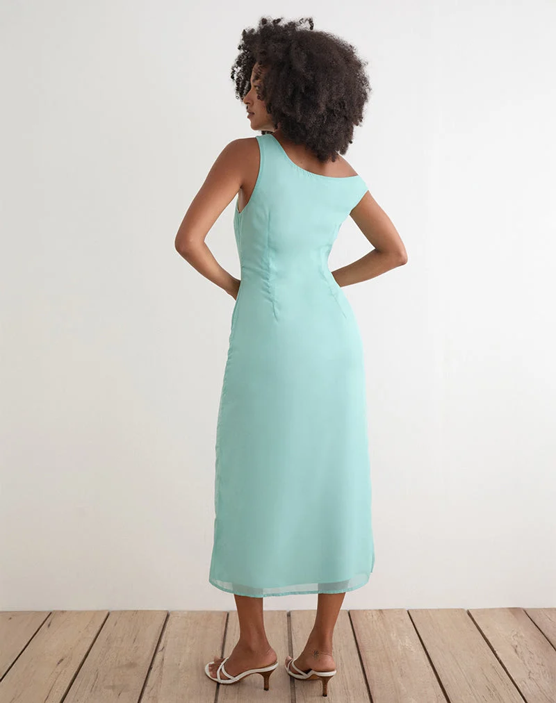 Yelsa-Maxikleid aus Chiffon mit Blumenmuster und Pailletten in Türkis