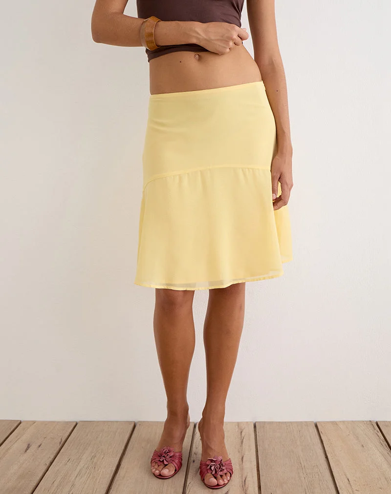 Namora Midirock aus Chiffon in Pastellgelb