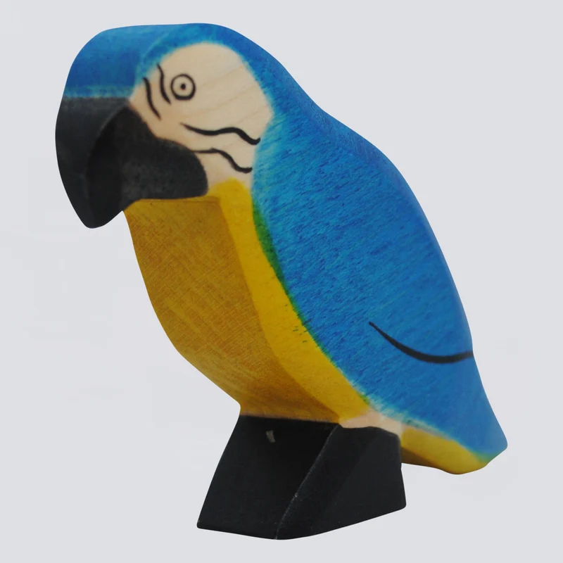 Holzwald Holzfigur Papagei blau