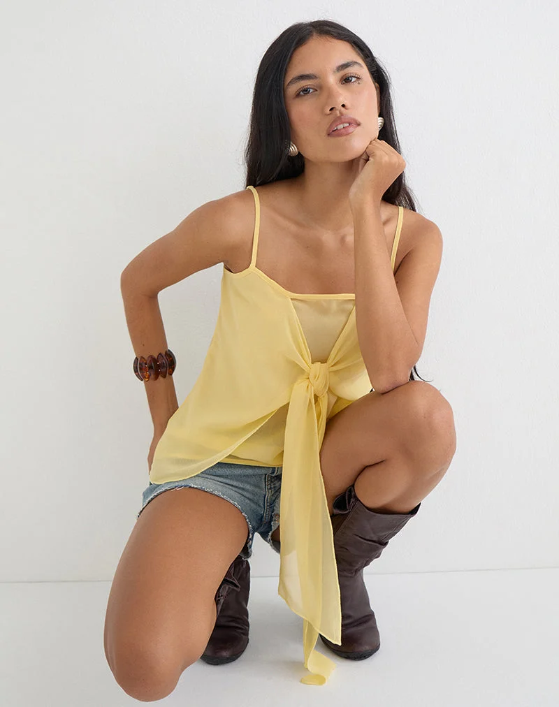 Sena-Top aus Chiffon in Pastellgelb