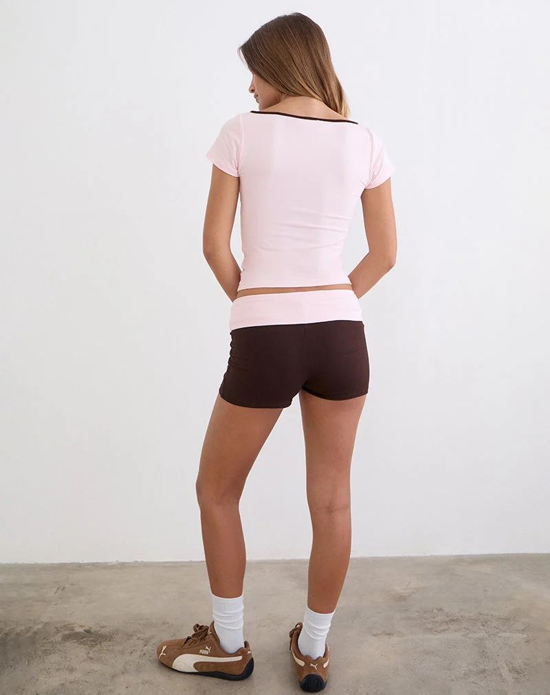 „Sea Foldover“-Shorts in den Farben „Bitter Chocolate“ und „Light Pink“