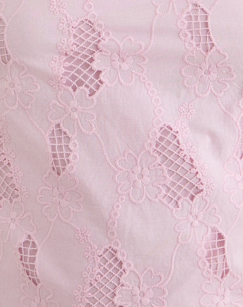 Beline-Träger-Top in Broderie, Babyrosa