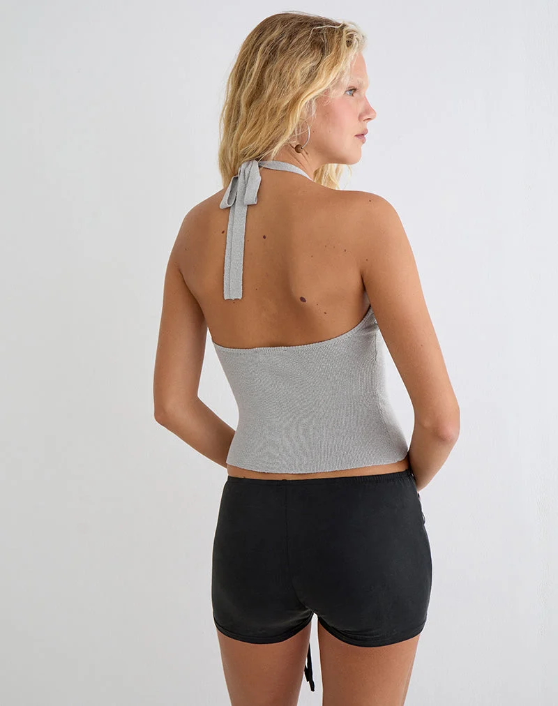 Oliga-Shorts mit Nieten und Wickelbindeband in Schwarz