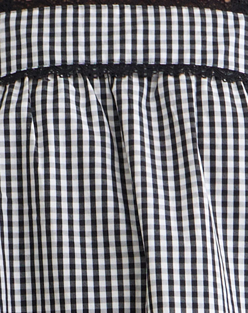 Sandat Smock Minikleid in Mini-Gingham-Grau