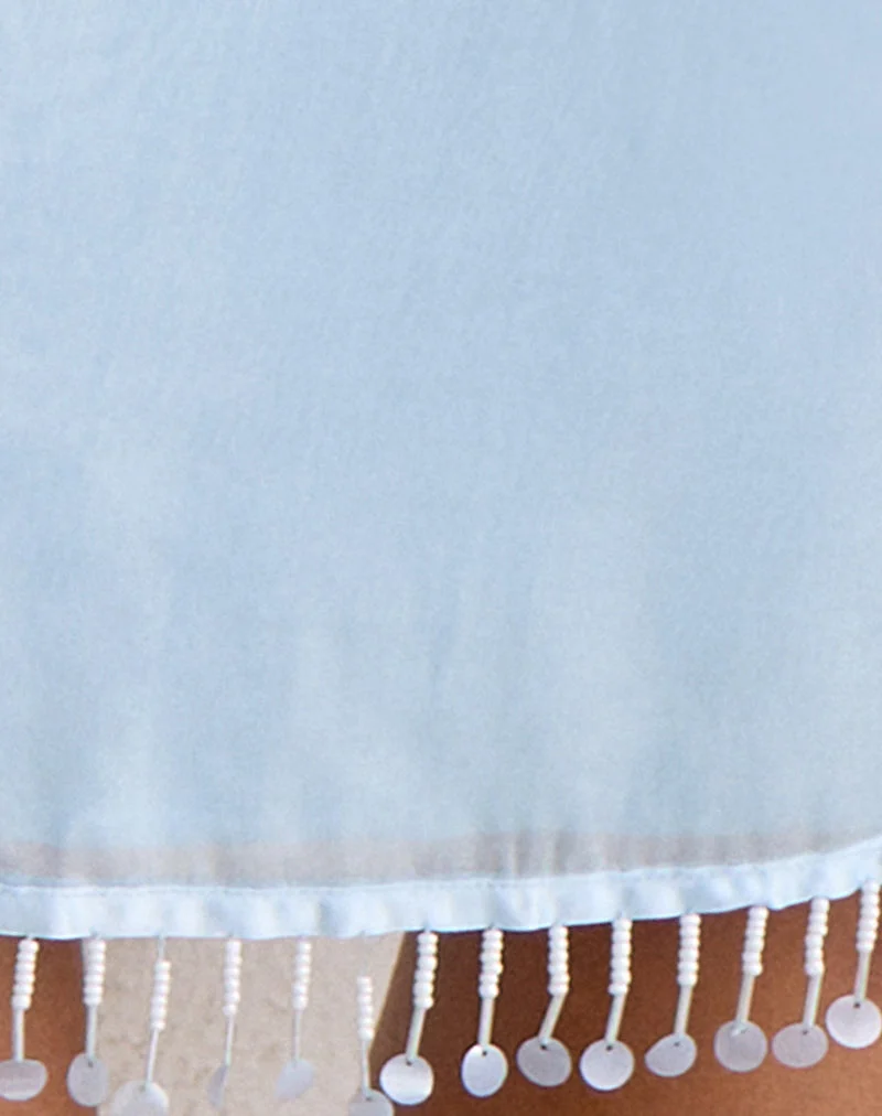 Muriela Midi-Rock aus Satin-Organza in Hellblau