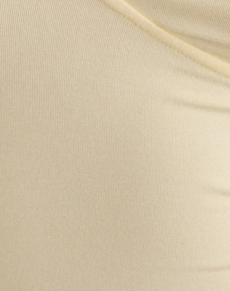 Fara-Top mit Perlen aus Jersey in der Farbe „Lemon“