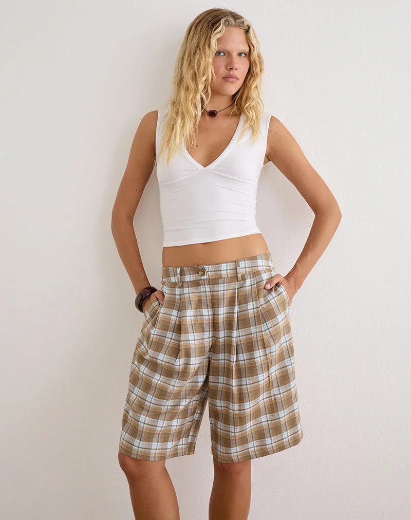 Ashara-Shorts im Tailoring-Karo-Muster, braun
