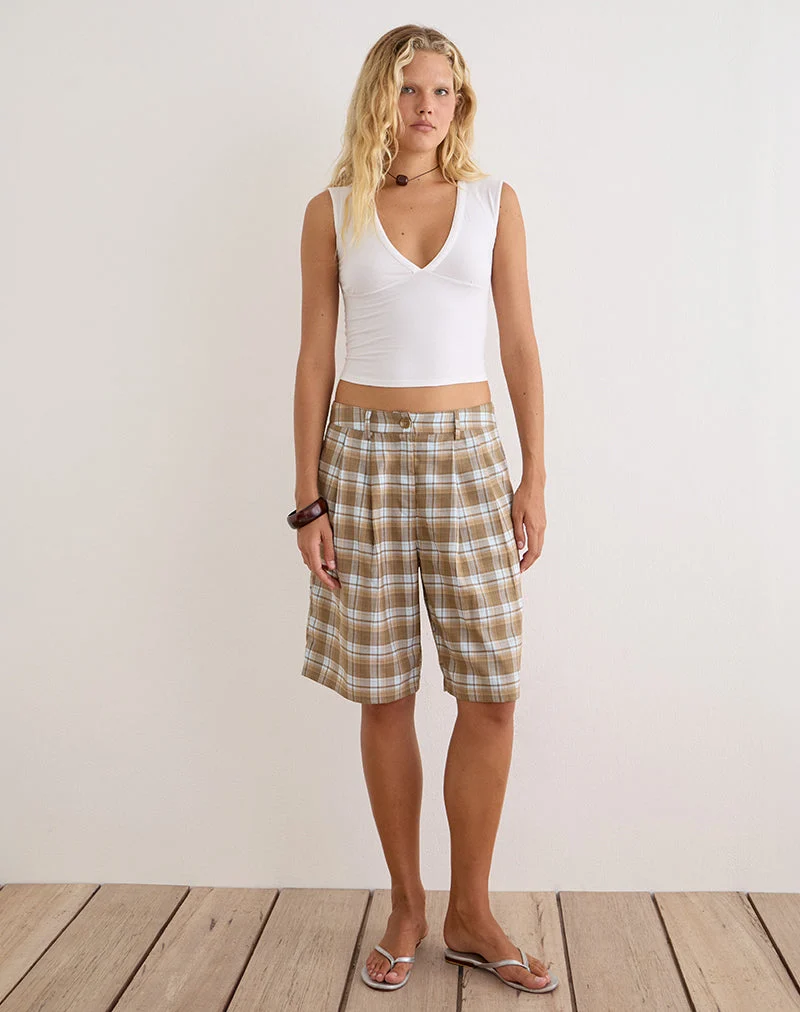 Ashara-Shorts im Tailoring-Karo-Muster, braun