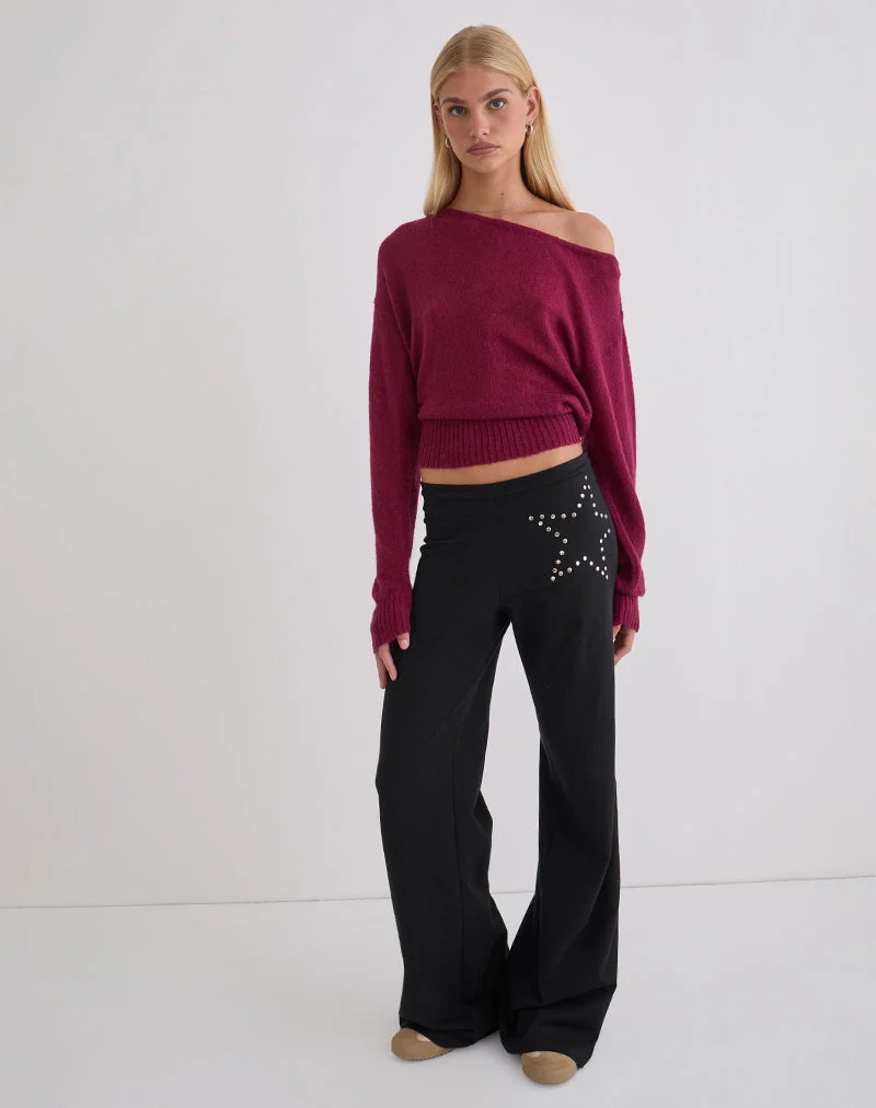 Mindi Flare Hose in Star Stud Schwarz