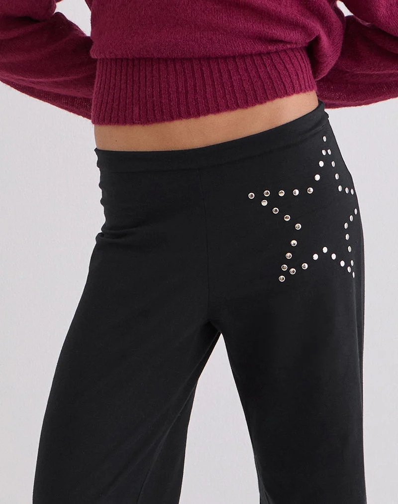 Mindi Flare Hose in Star Stud Schwarz