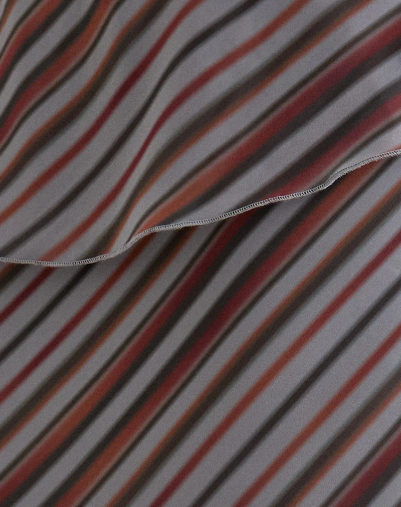 Zelvia Maxi-Rock aus Chiffon mit diagonalen Streifen in Grau und Bordeauxrot