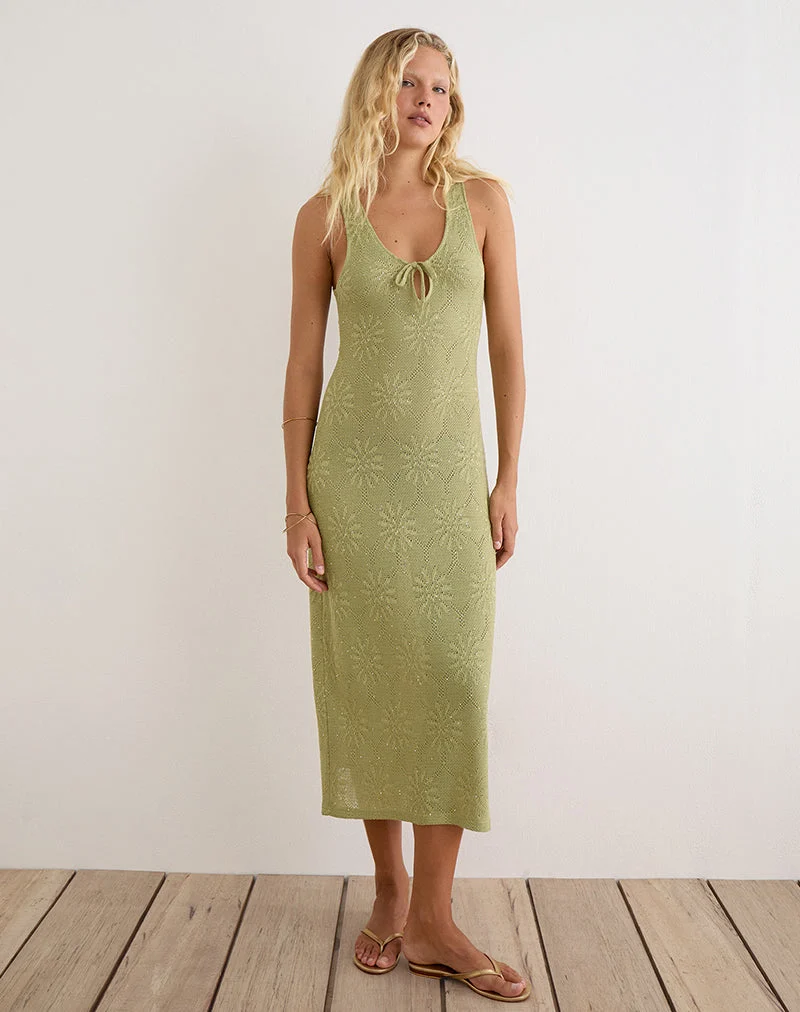 Masela Midikleid aus Pailletten-Strick in Grün