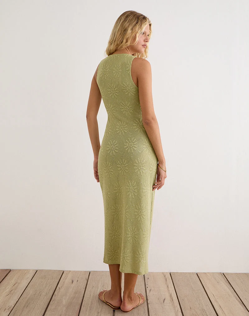 Masela Midikleid aus Pailletten-Strick in Grün