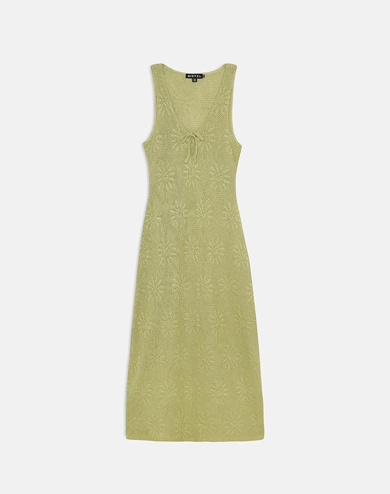 Masela Midikleid aus Pailletten-Strick in Grün