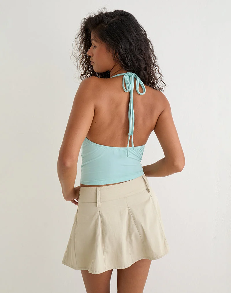 Mioto Halterneck-Top mit Schlüssellochausschnitt und Nieten aus Rayon in Aqua
