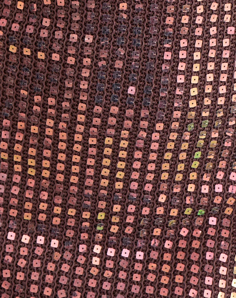 Codamo Minikleid aus Pailletten-Strick, dunkelbraun