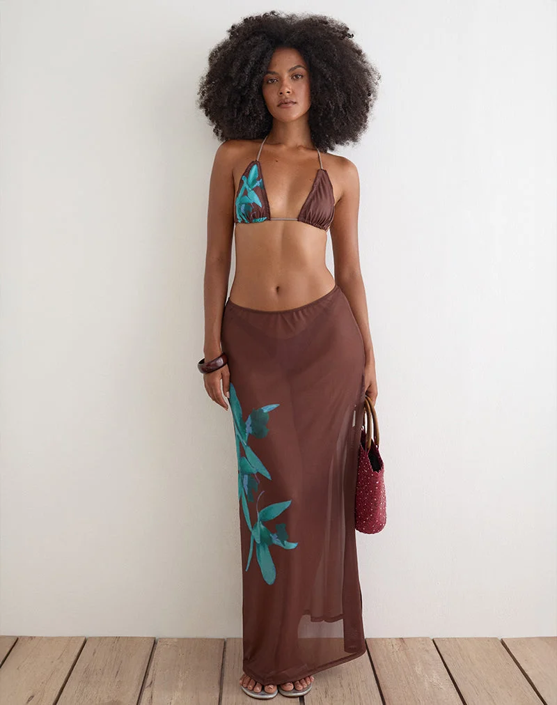 Dartina Maxi-Sliprock in Braun mit blauer Wüstenrose