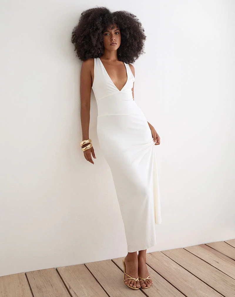 Georgina-Maxikleid aus Cupro in Off-White