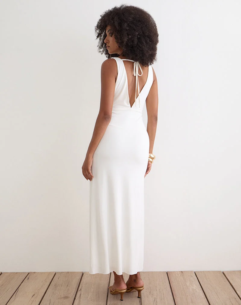 Georgina-Maxikleid aus Cupro in Off-White