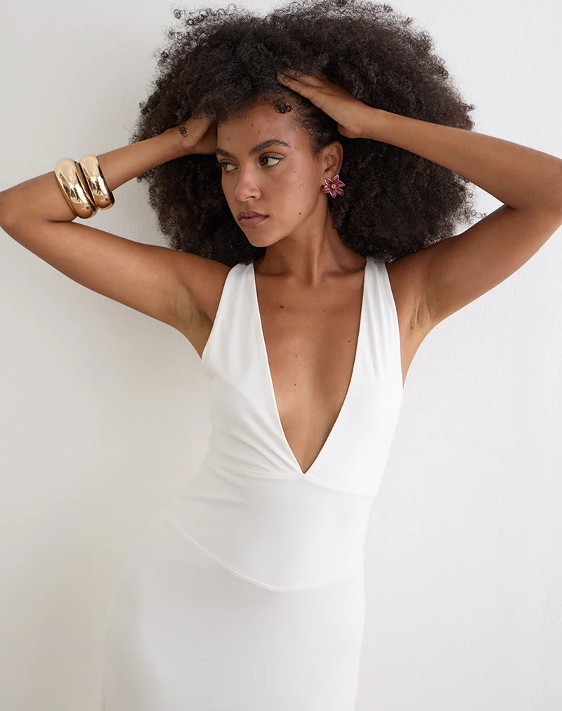 Georgina-Maxikleid aus Cupro in Off-White