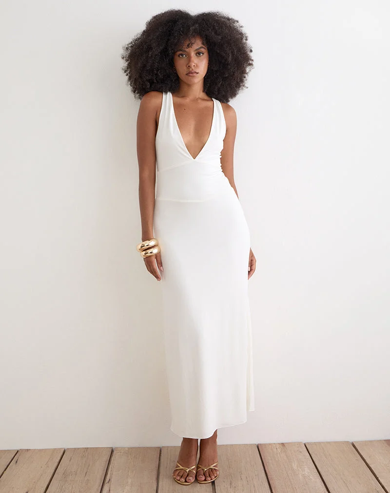 Georgina-Maxikleid aus Cupro in Off-White