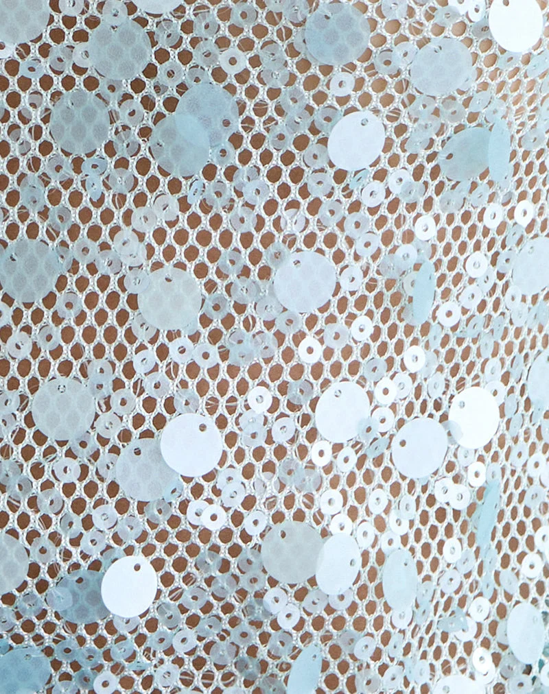 Yorenda-Top aus blauem Netzstoff mit Pailletten