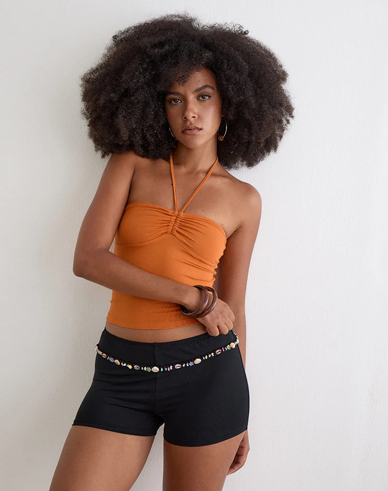Nilo Micro-Shorts mit Muschelabsetz in Cupro-Schwarz