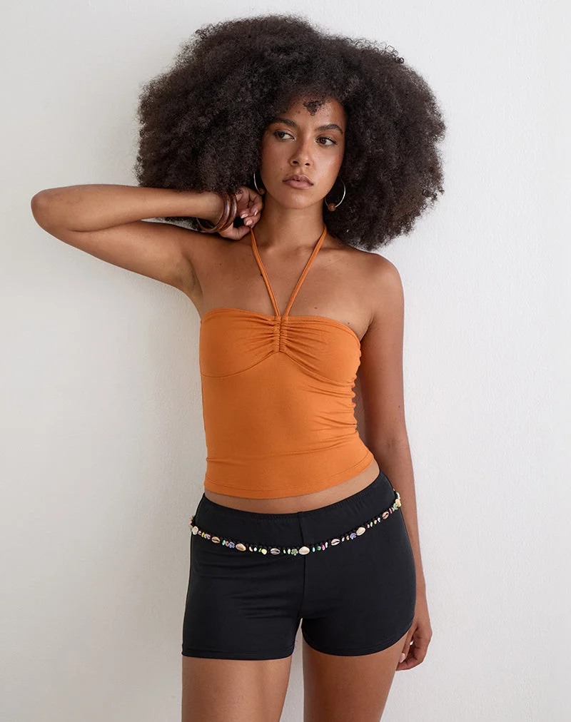 Nilo Micro-Shorts mit Muschelabsetz in Cupro-Schwarz