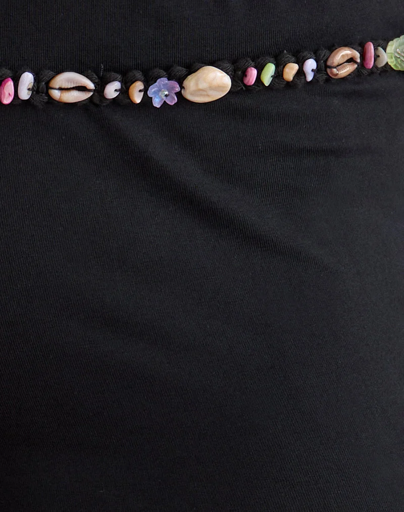Nilo Micro-Shorts mit Muschelabsetz in Cupro-Schwarz