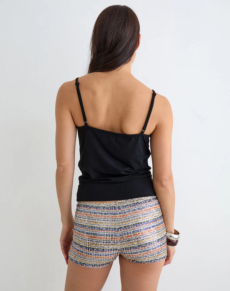 Kalei Cami-Top aus Rayon-Jersey, schwarz, mit Nieten