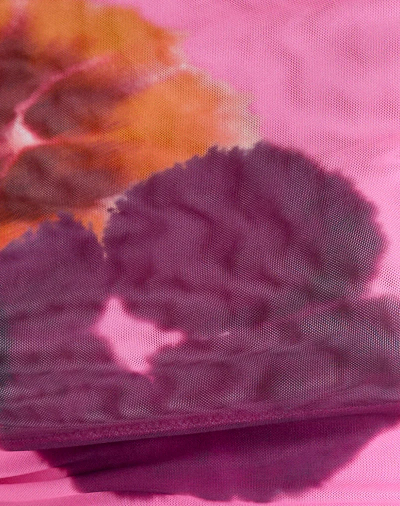 Bisik-Top in Pink mit „Double Petal“-Schriftzug