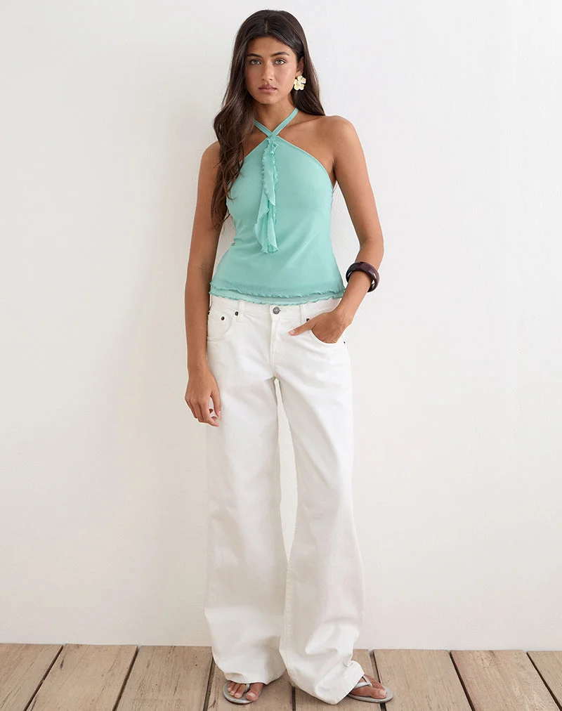 Aliraga-Top aus Mesh in Aqua