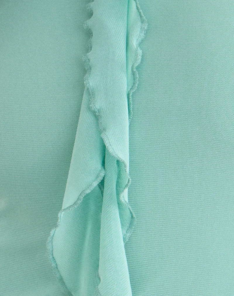 Aliraga-Top aus Mesh in Aqua