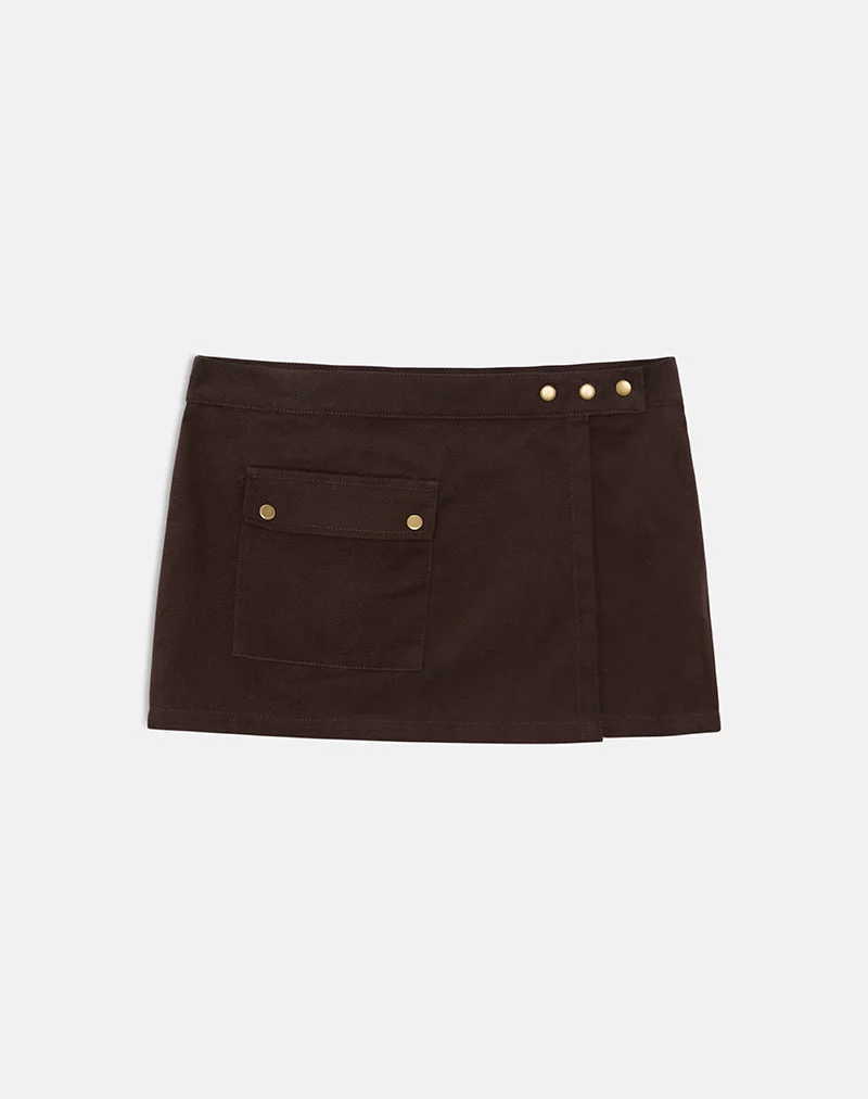 Ziphy-Minirock aus pfirsichfarbenem, braunem Twill